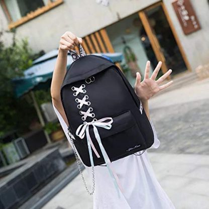 Fashion Waterproof Women Girls Backpack Korean Design Drawstring Chain travel College Office Bag Laptop Backpack