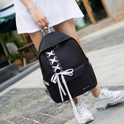 Fashion Waterproof Women Girls Backpack Korean Design Drawstring Chain travel College Office Bag Laptop Backpack