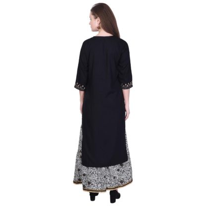 Women’s Rayon Straight Gotta Work Black Kurti With Palazzo