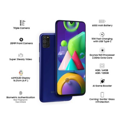 Samsung Galaxy M21 (Midnight Blue, 4GB RAM, 64GB Storage)