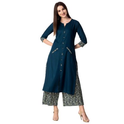 Women’s Rayon Kurta With Palazzo Pant Set