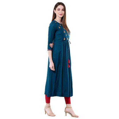 Women’s Blue Rayon Anarkali Kurta