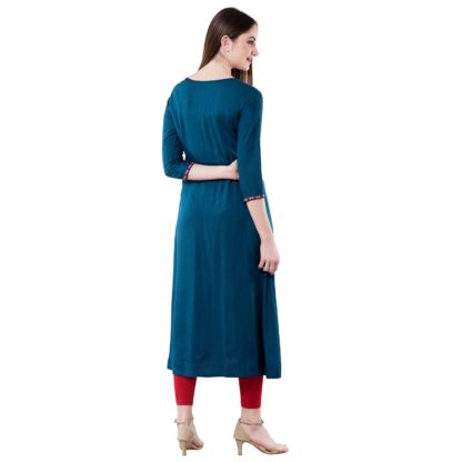 Women’s Blue Rayon Anarkali Kurta