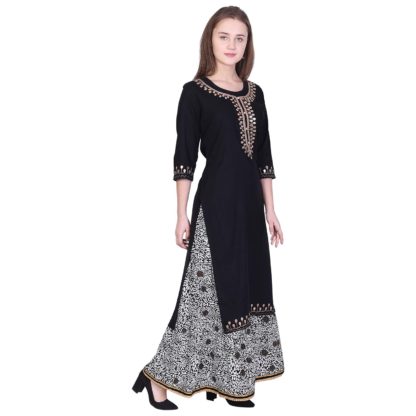 Women’s Rayon Straight Gotta Work Black Kurti With Palazzo