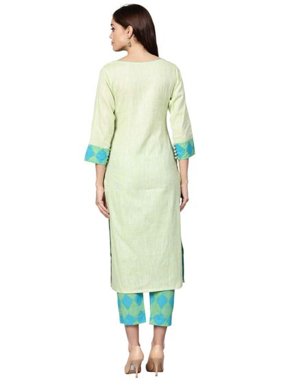 Women’s Cotton A-Line Kurta Set (Green)