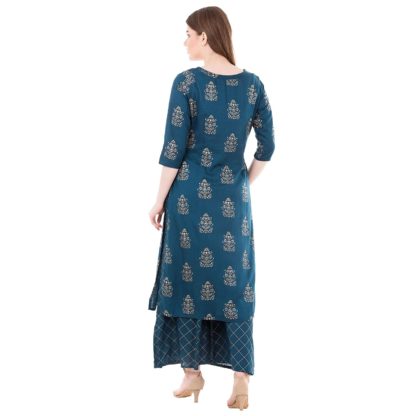 Women’s Rayon Gold Printed Kurta And Palazzo Set