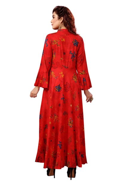 Women’s Red Cotton Anarkali Kurta