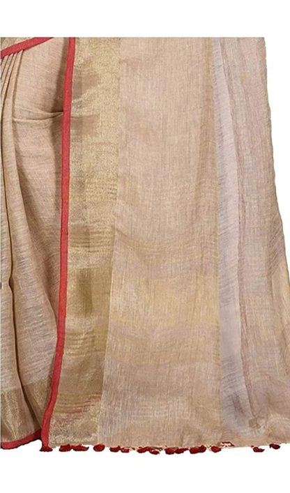 BEAUTIFUL LINEN SLUB SAREE WITH CONTRAST BLOUSE