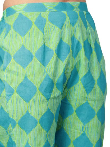 Women’s Cotton A-Line Kurta Set (Green)