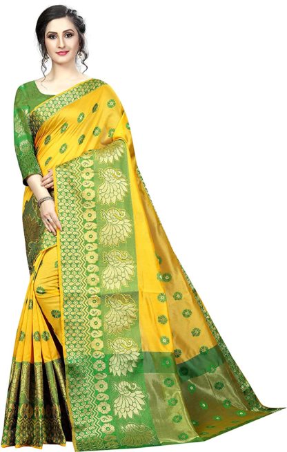 Women’s Banarasi Cotton Silk Saree With Blouse Piece