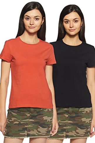 Women’s Solid Regular Fit Half Sleeve T-Shirt (Combo Pack of 2)