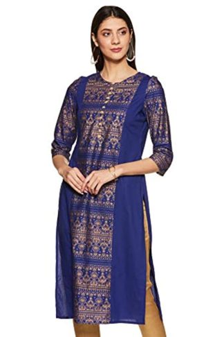 Women’s Cotton Straight Blue Kurti