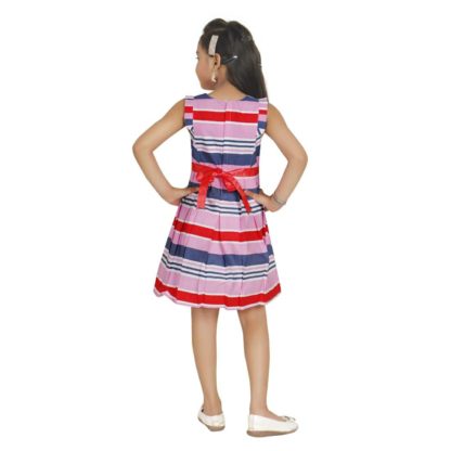 Girl’s Superior Cotton A-Line Dress Knee Length line Printed Sleeveless Frock