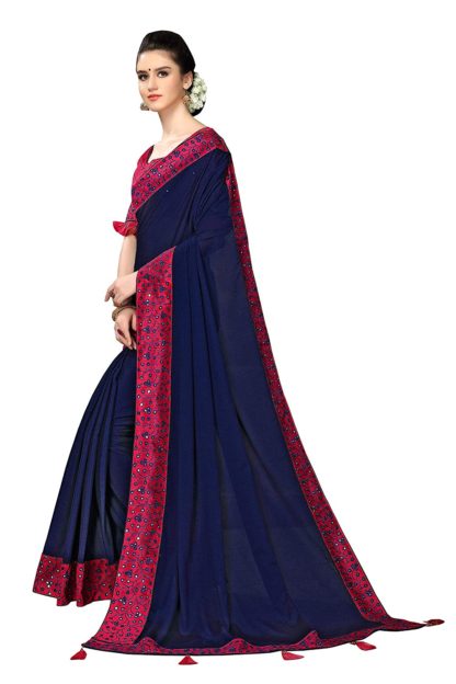 Cotton Silk Embroidery Lace Border Saree with Blouse Piece