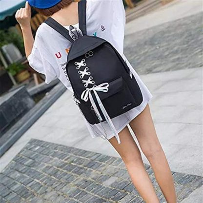 Fashion Waterproof Women Girls Backpack Korean Design Drawstring Chain travel College Office Bag Laptop Backpack