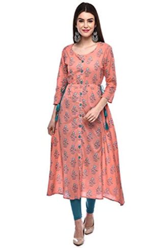 Women’s A-Line Cotton Kurta (PEACH)