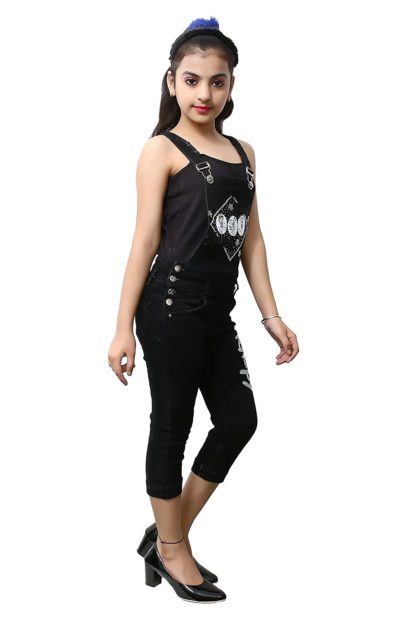 Girls Casual WEAR Slim FIT Stone Work Black Capri DANGRI