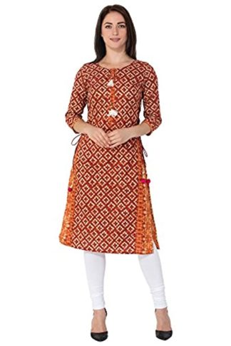 Women’s Jaipuri Cotton Straight Kurti (Red)