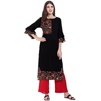 Women's Rayon Straight Floral Print Kurti