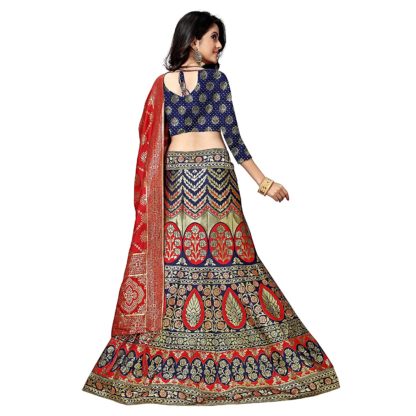 Women's Jacquard & Banarasi Silk Lehenga Choli Set - Image 4