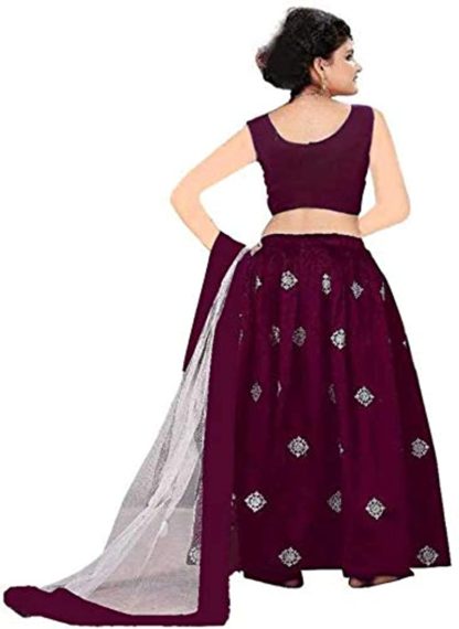 Girls’ Satin Lehenga Choli (Free Size)