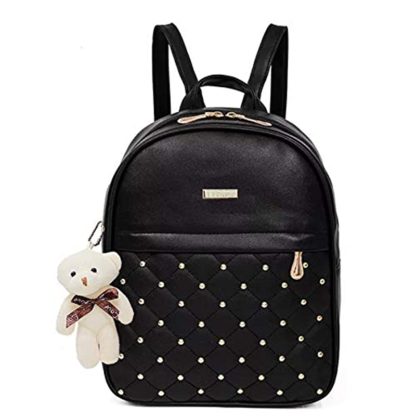 TYPIFY® PU Leather Teddy Keychain Preppy Style Women Backpack