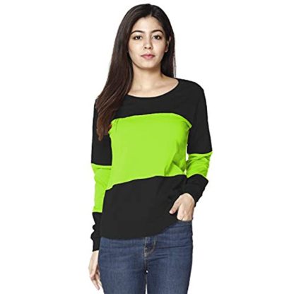 Women's Cotton Blend Round Neck Stripes Full Sleeves Top - Image 2