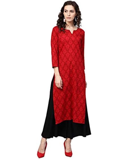 Women’s Red Printed A-Line Kurta