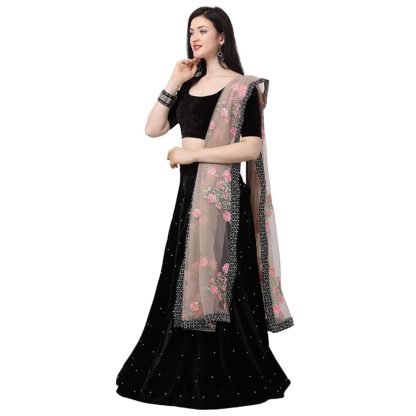 Black Velvet Lehenga Choli (Free Size)