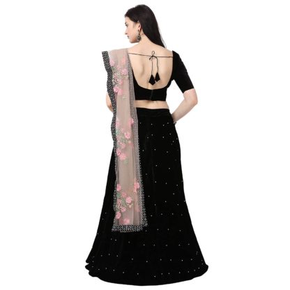 Black Velvet Lehenga Choli (Free Size)