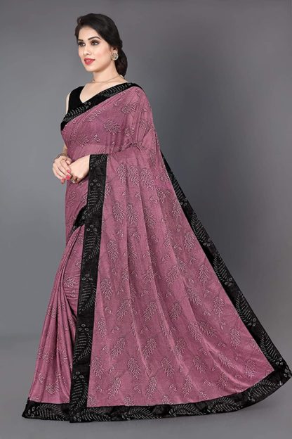 Lycra Embellished Contrast Border Woven Saree For Women With Blouse Fabric