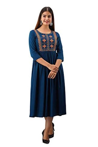 Rayon Embroidered Anarkali Kurti for Girls