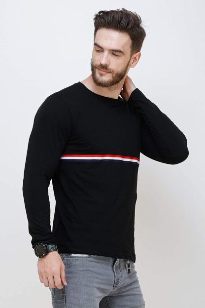 Triple Color Stripe Combo of Two Full Sleeve T-Shirts for Men