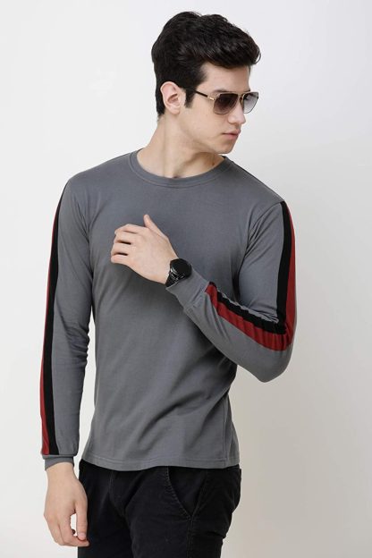 Triple Color Stripe Combo of Two Full Sleeve T-Shirts for Men