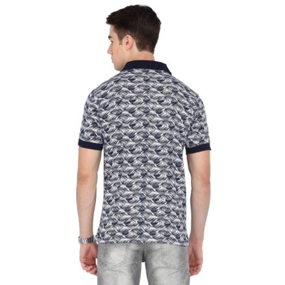 Men’s Polo Neck Leaf Pattern Cotton T-Shirt