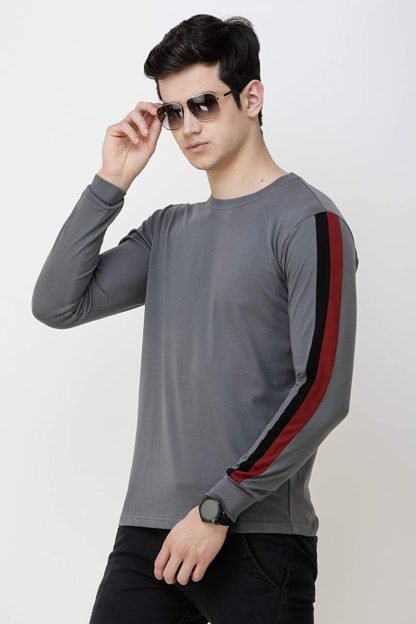 Triple Color Stripe Combo of Two Full Sleeve T-Shirts for Men