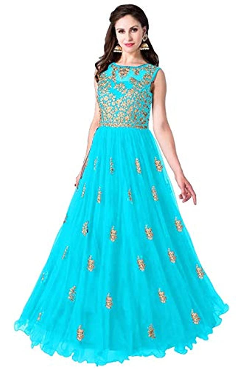 Self Western Wear Designer Party Wear Net Fabric Blue Dress at Rs 625/piece  in Surat