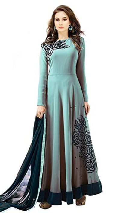 Women’s Georgette Long Anarkali Gown with Dupatta (Free Size)