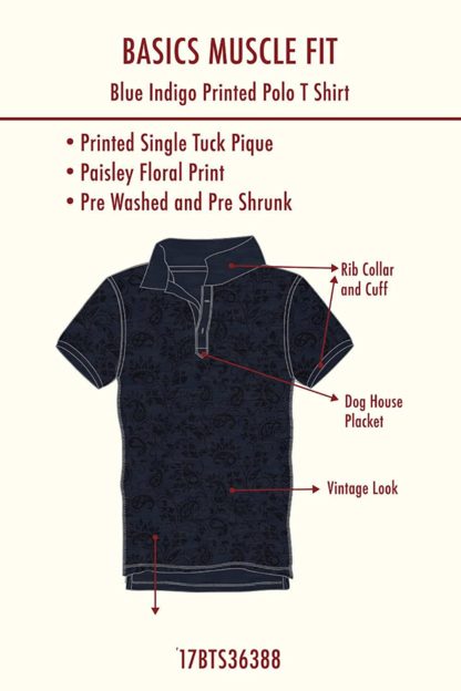 Blue Indigo Printed Polo T-Shirt