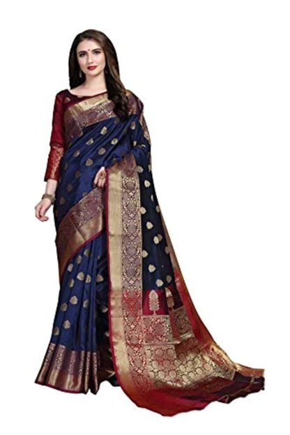 Women's Banarasi Cotton Silk Saree With Un-stitched Blouse