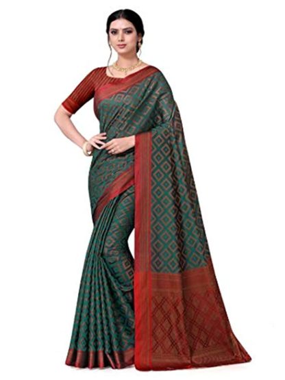 Women’s Kanchipuram Cotton Silk Saree With Blouse Piece