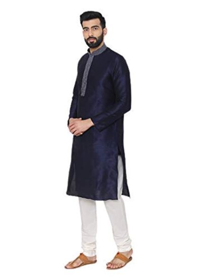 Manyavar Men’s Full Sleeve Regular Fit Textured Kurta Payjama Set