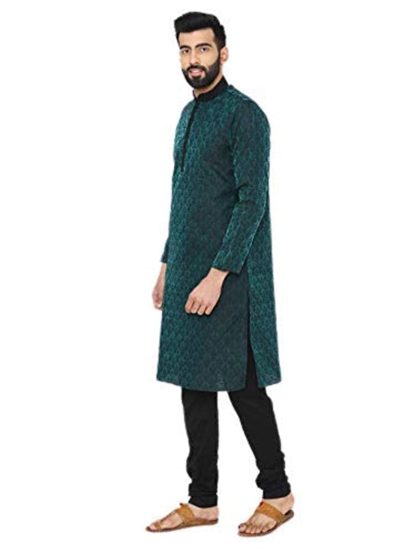 Manyavar Full Sleeve Regular Fit Designer Kurta with Churidar For Men