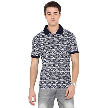 Men’s Polo Neck Leaf Pattern Cotton T-Shirt