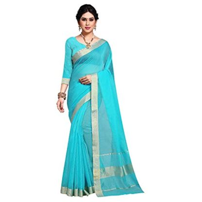 Jacquard Border Kota Doria Cotton Manipuri Saree with unstitched blouse piece