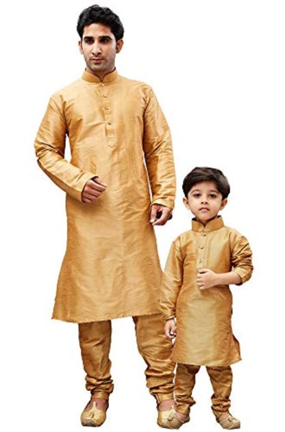 Father- Son Duo Cotton Silk Kurta Pyjama Set