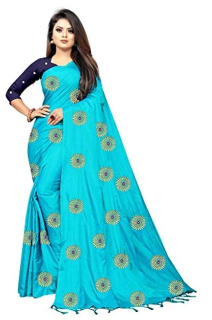 Women's Silk Embroidery Saree With Unstitched Blouse