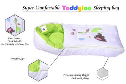 New Born Baby Net Bed & Sleeping Bag Combo Gift Set(0-6 Month Green)