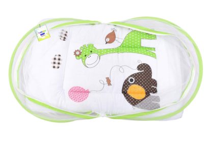 New Born Baby Net Bed & Sleeping Bag Combo Gift Set(0-6 Month Green)