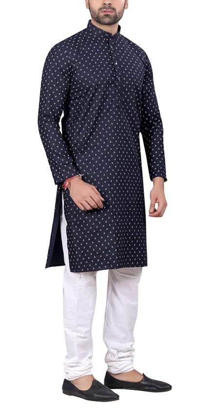 Ethenic Denim Kurta-Pyjama Set For Men